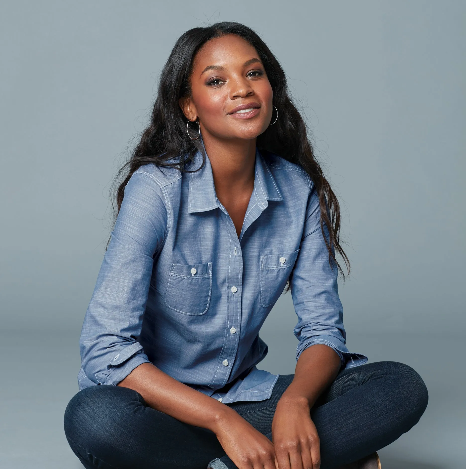 A1932W Ladies Slub Chambray Shirt