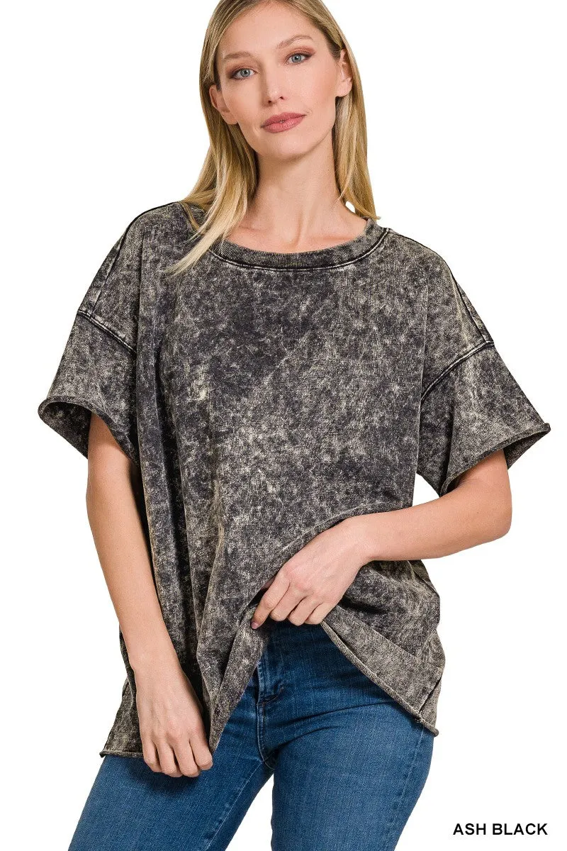 Acid Wash French Raw Edge Top