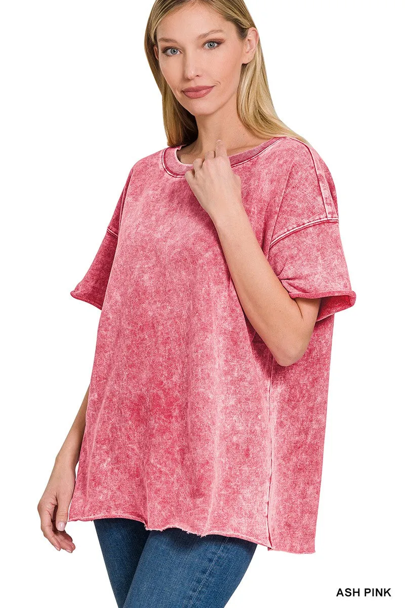 Acid Wash French Raw Edge Top