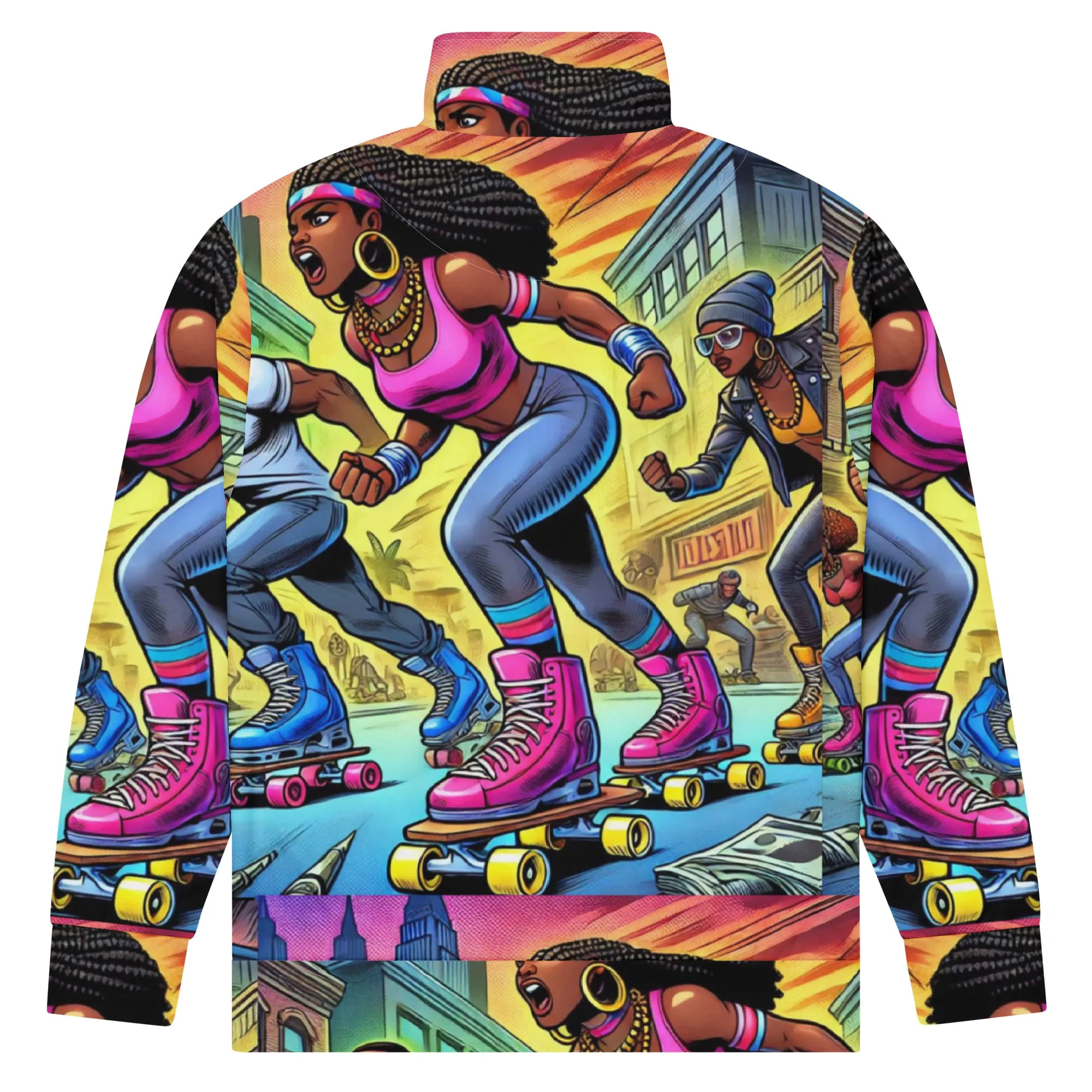 Airfros And Babyhairs Super Heros on Skates Pink Track Jacket