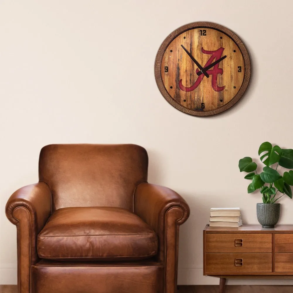 Alabama Crimson Tide: Weathered "Faux" Barrel Top Wall Clock