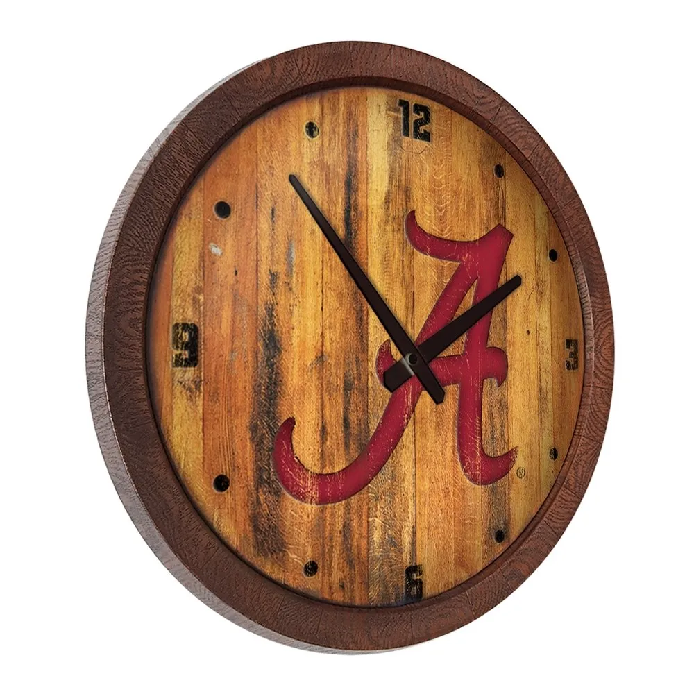 Alabama Crimson Tide: Weathered "Faux" Barrel Top Wall Clock