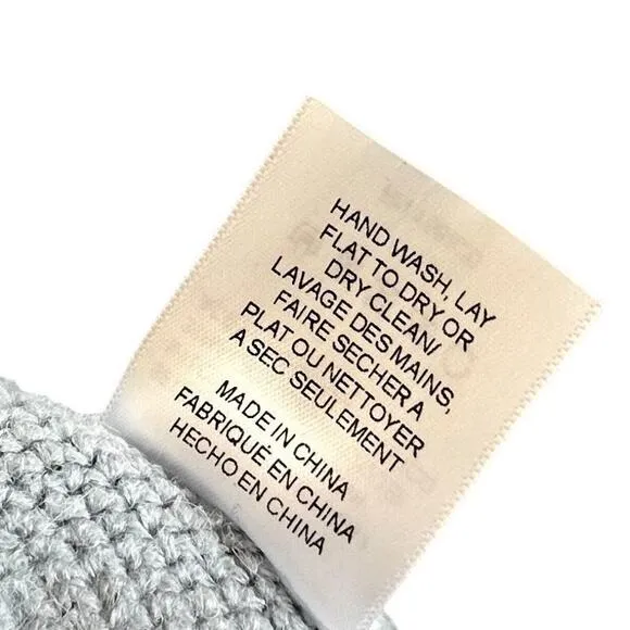 Allison New York Fringe Crew Neck Balloon Long Sleeve Sweater Top Grey Medium