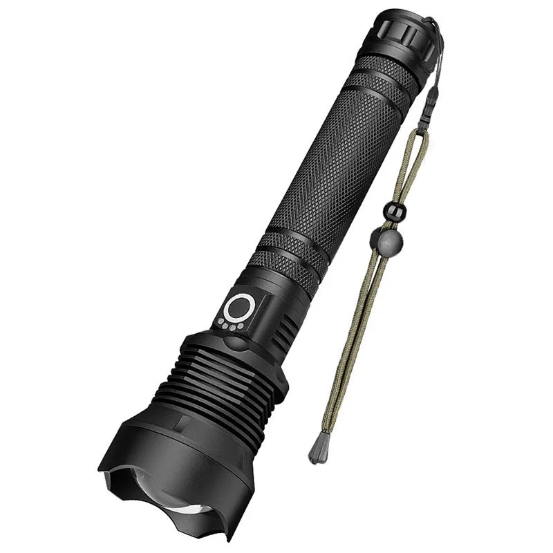 Aluminum Alloy Telescopic Zoom, USB Charging, XHP70 Strong Flashlight