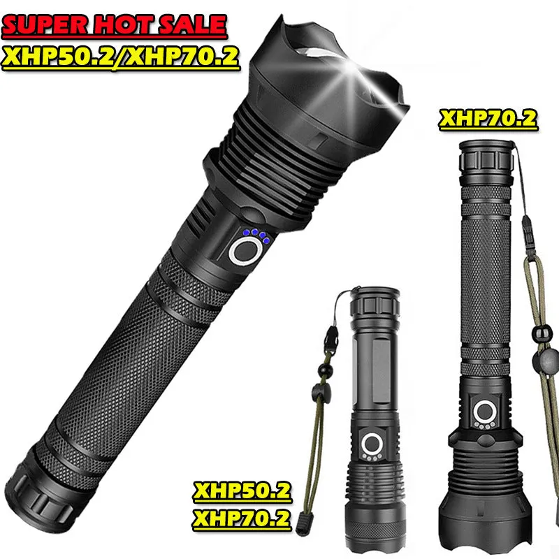 Aluminum Alloy Telescopic Zoom, USB Charging, XHP70 Strong Flashlight