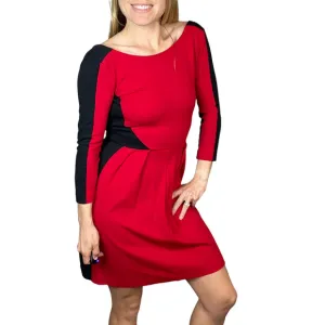Amanda Uprichard Dress Mini Red Black Long Sleeve Size Small