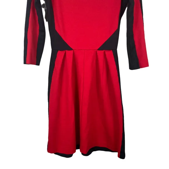 Amanda Uprichard Dress Mini Red Black Long Sleeve Size Small