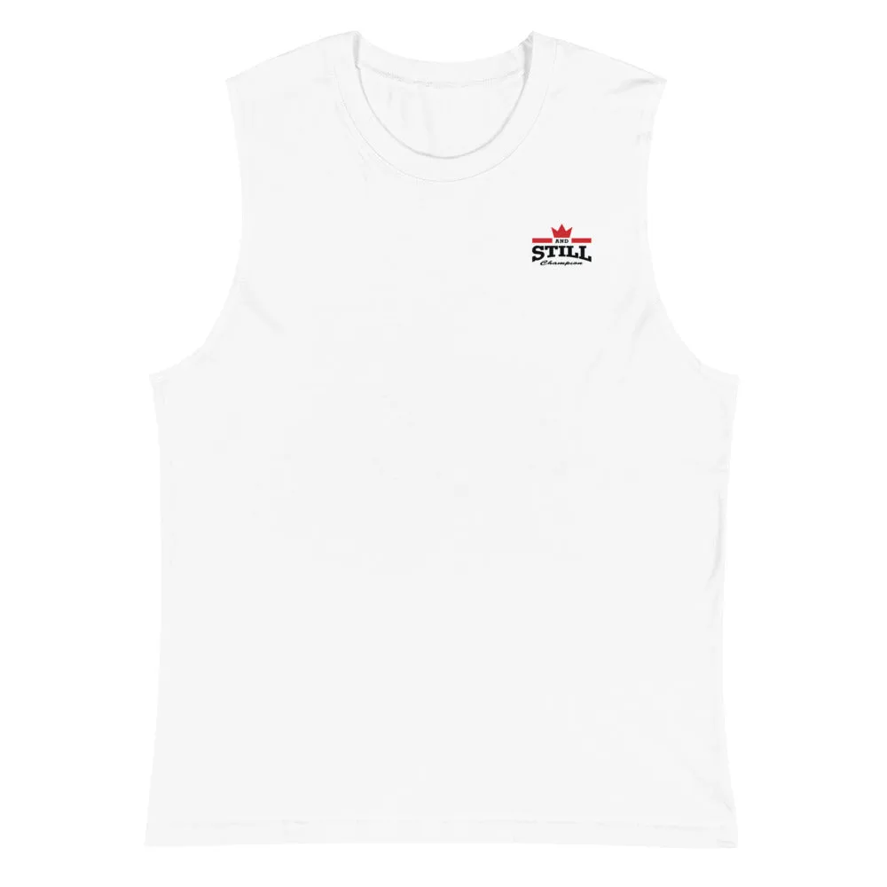 And Still Champion crest logo men's muscle shirt with ASC logo on back label