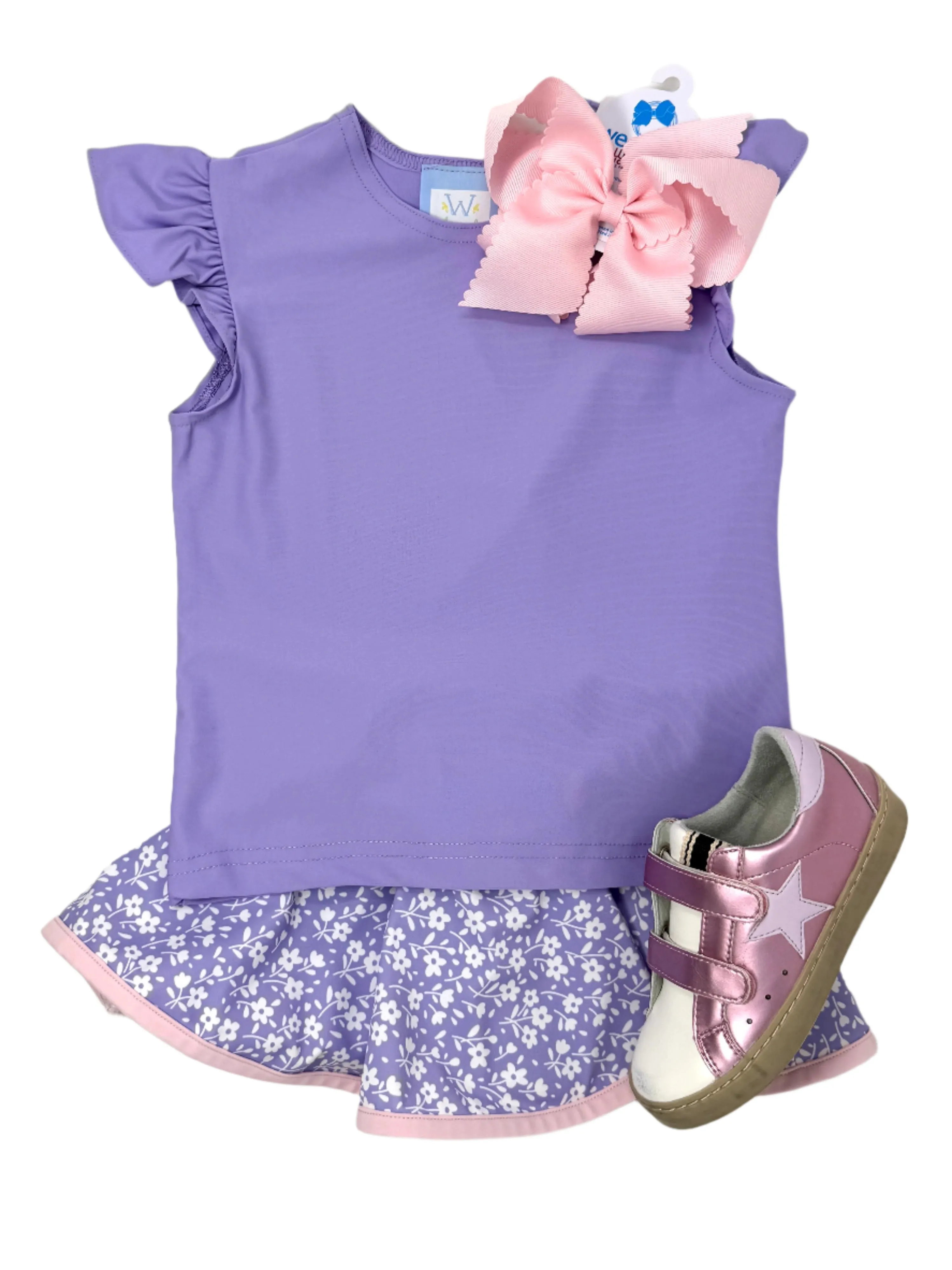 Angel Sleeve Athleisure Tee - Lavender