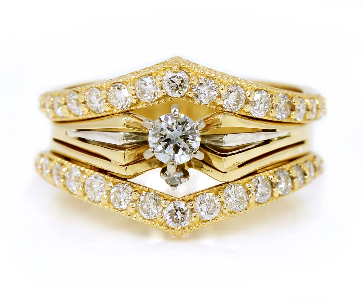 Angled V-Shaped Wedding Ring Set Redesign