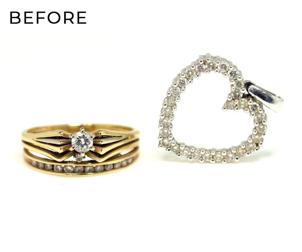 Angled V-Shaped Wedding Ring Set Redesign