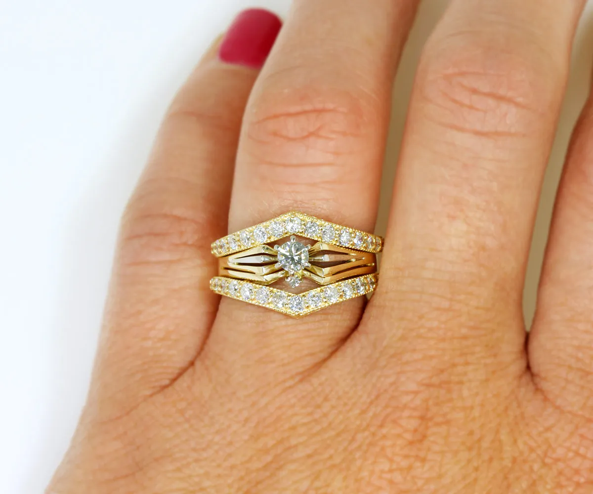 Angled V-Shaped Wedding Ring Set Redesign