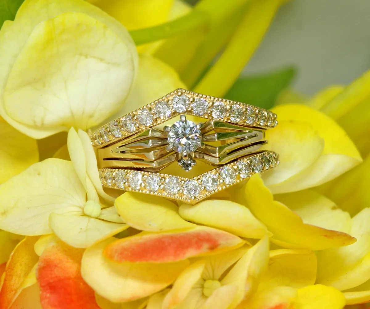 Angled V-Shaped Wedding Ring Set Redesign