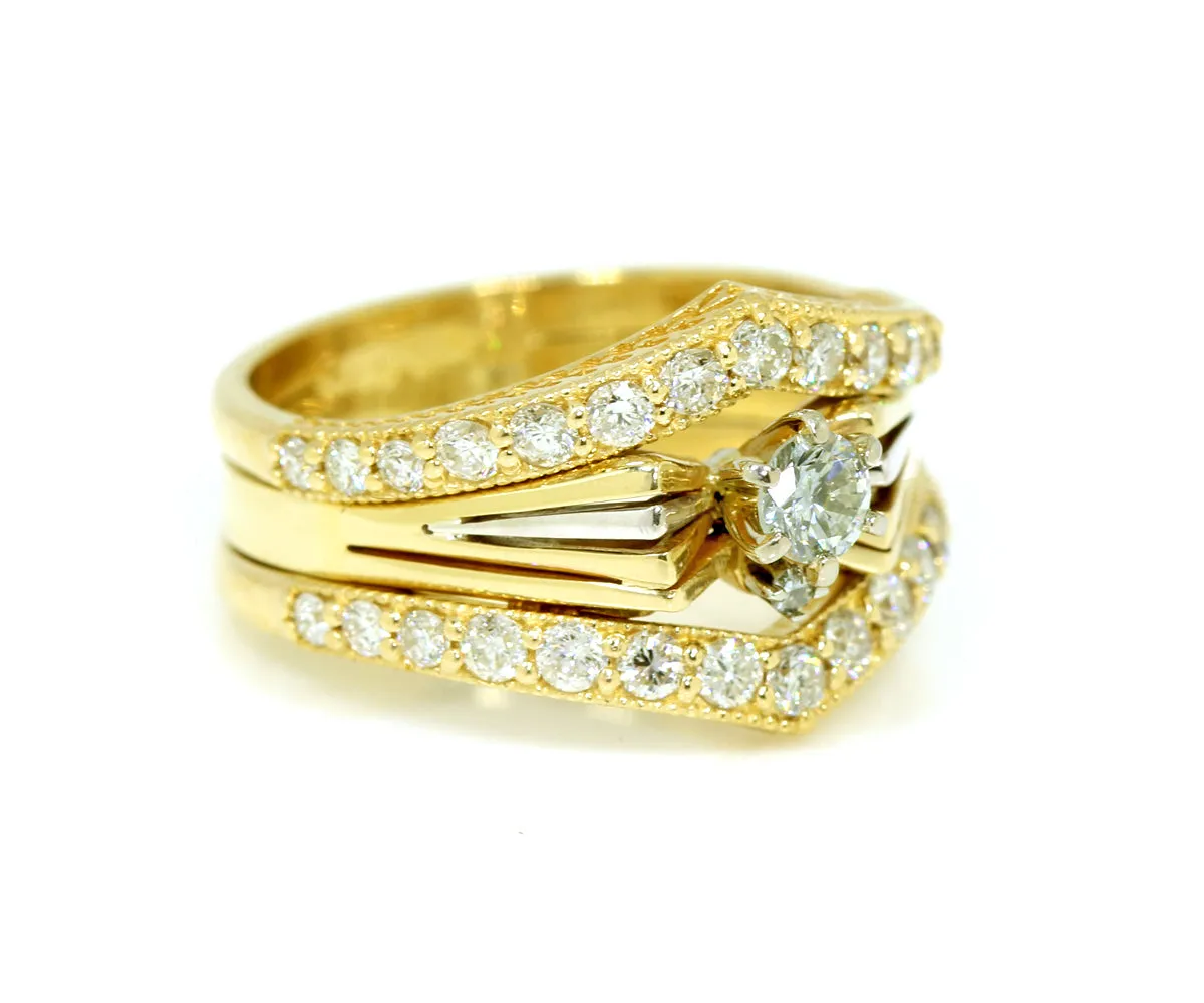 Angled V-Shaped Wedding Ring Set Redesign