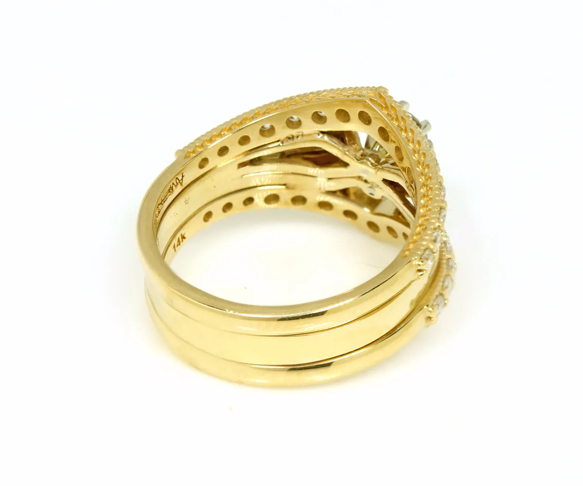 Angled V-Shaped Wedding Ring Set Redesign