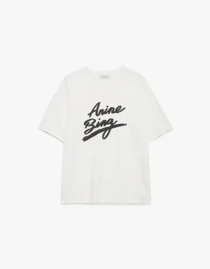 Anine Bing Jaylin Signature Tee in Ivory