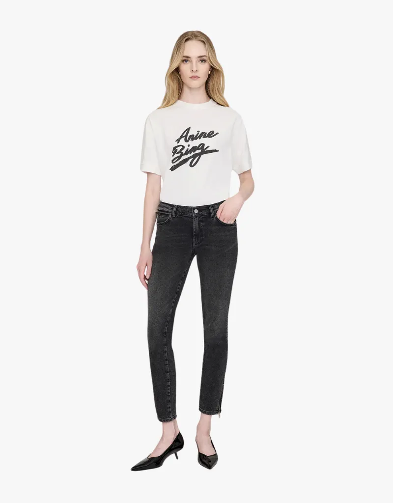 Anine Bing Jaylin Signature Tee in Ivory