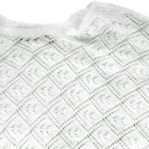 ANTHROPOLOGIE Oliver O Medium SOFT White Sheer Diamond Eyelash Fuzzy Sweater