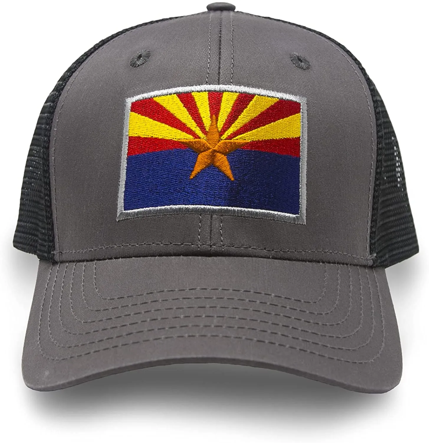 Arizona Flag Trucker Baseball Snapback Hat (Black) - International Tie