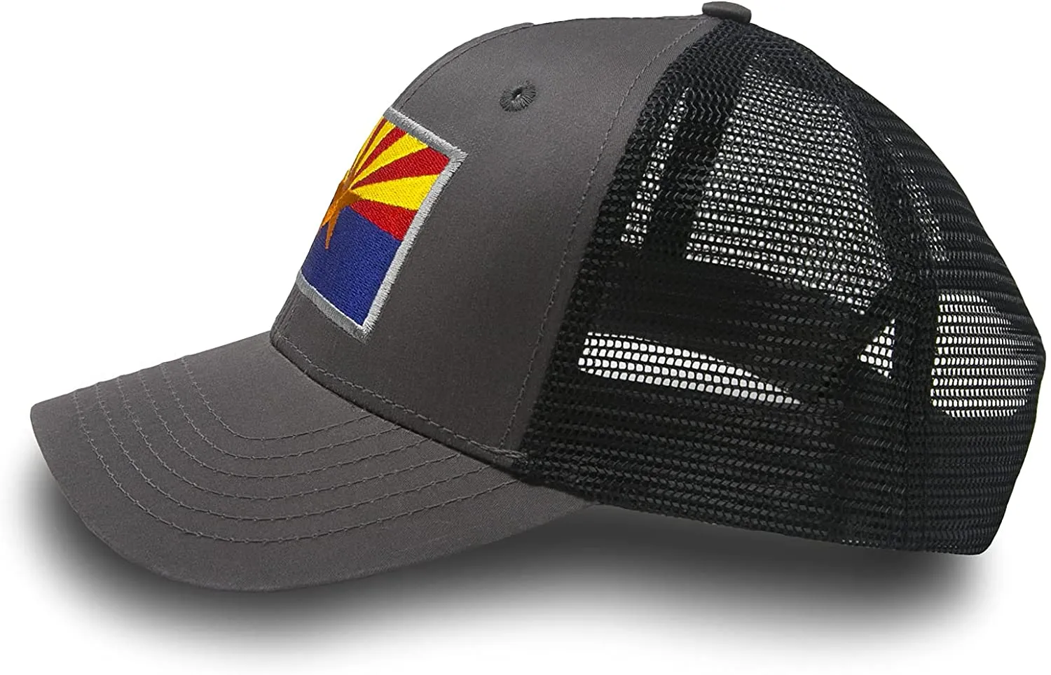 Arizona Flag Trucker Baseball Snapback Hat (Black) - International Tie