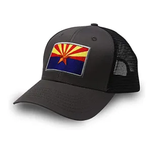 Arizona Flag Trucker Baseball Snapback Hat (Black) - International Tie