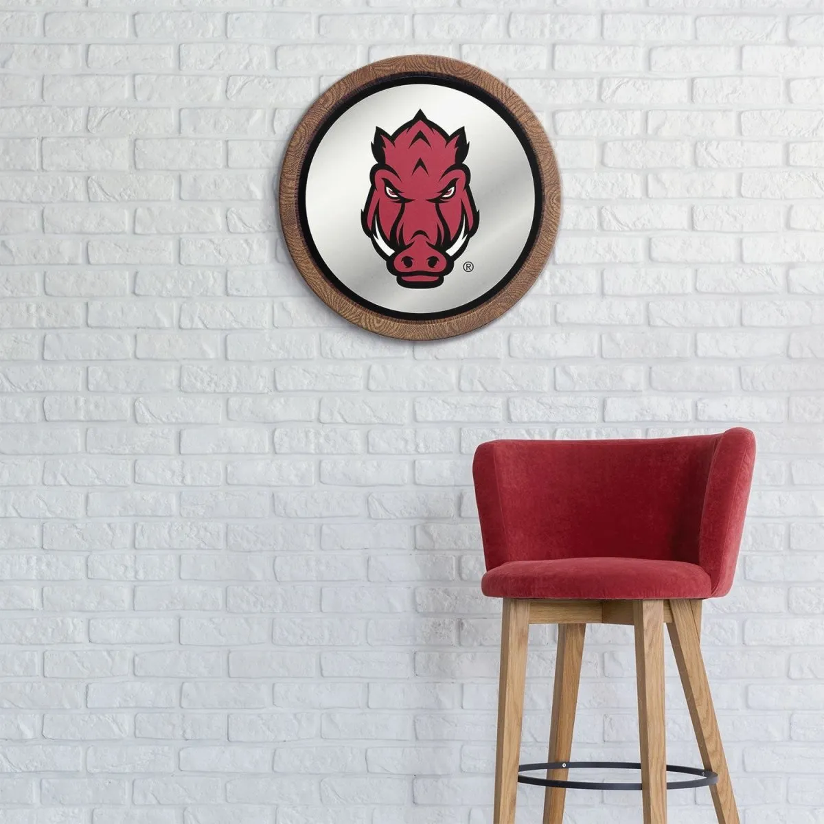 Arkansas Razorbacks: Tusk Stare - Barrel Top Mirrored Wall Sign