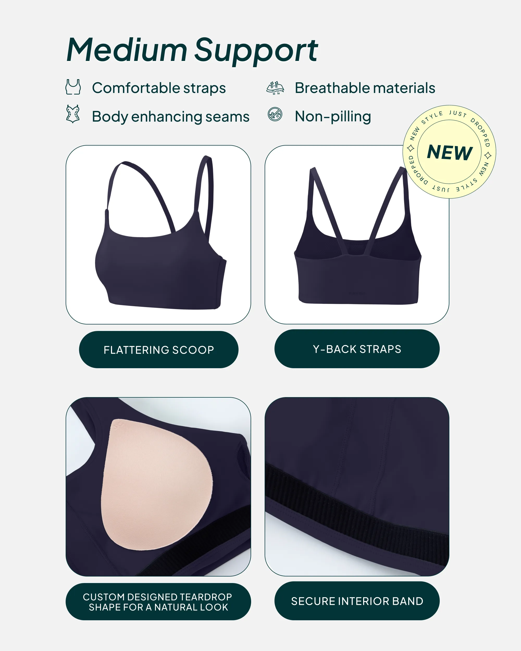Athleisure Contrast Scoop Medium-Support Sports Bra