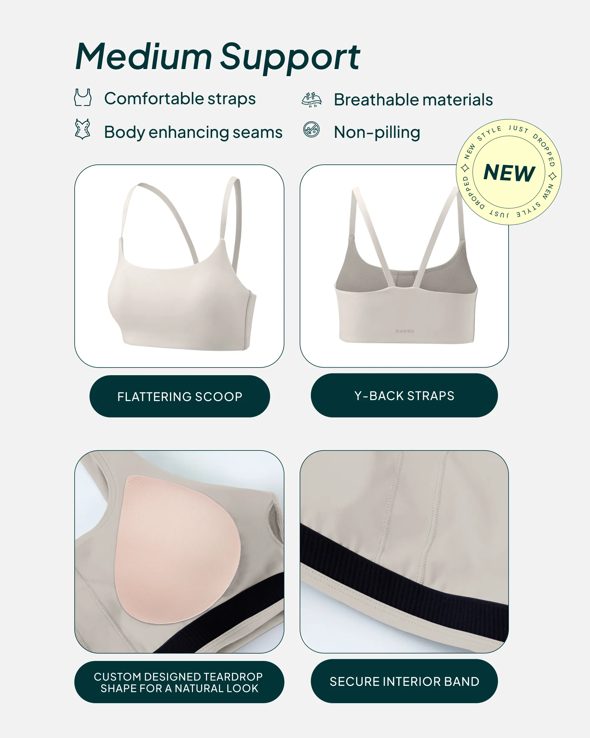 Athleisure Contrast Scoop Medium-Support Sports Bra