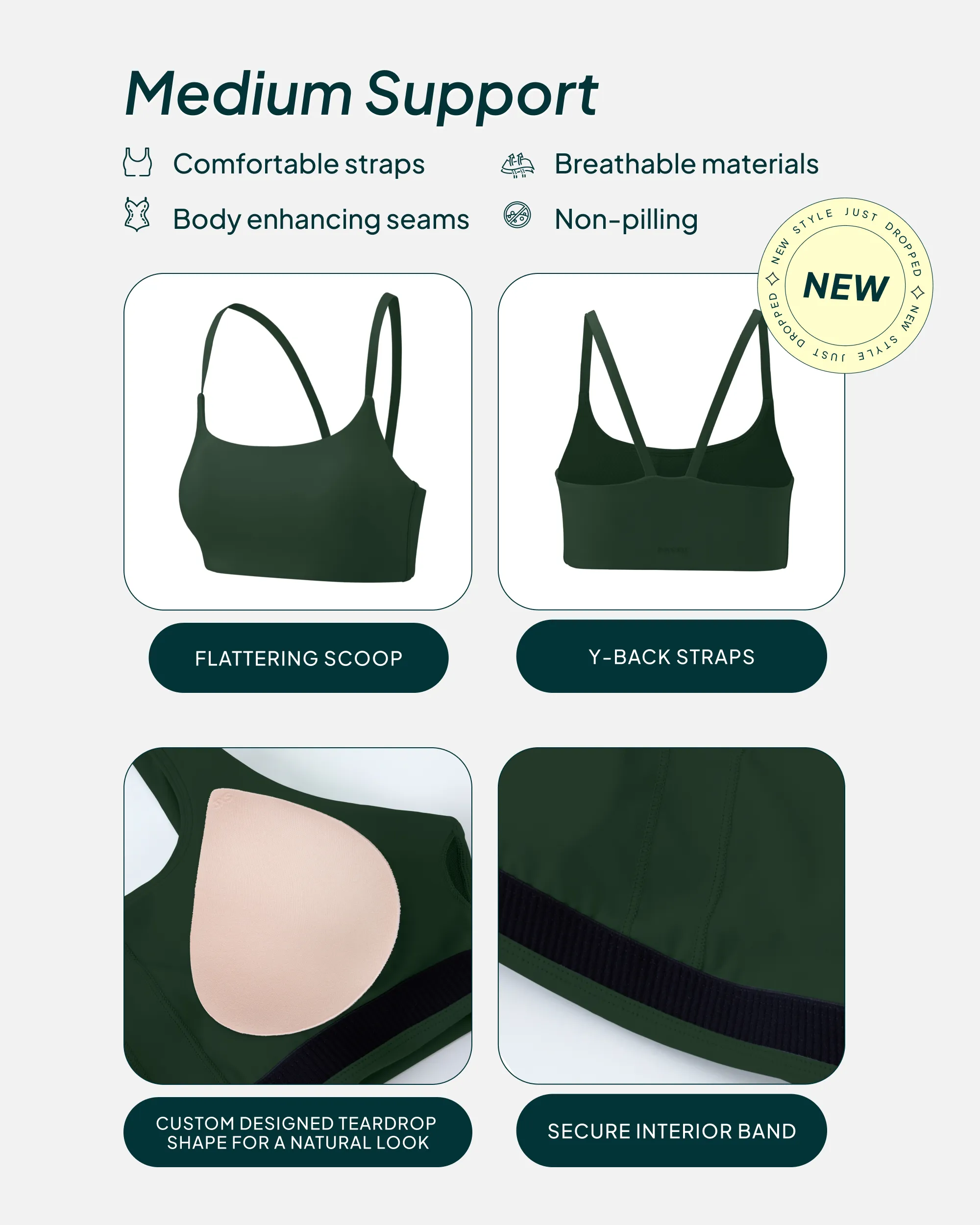 Athleisure Contrast Scoop Medium-Support Sports Bra
