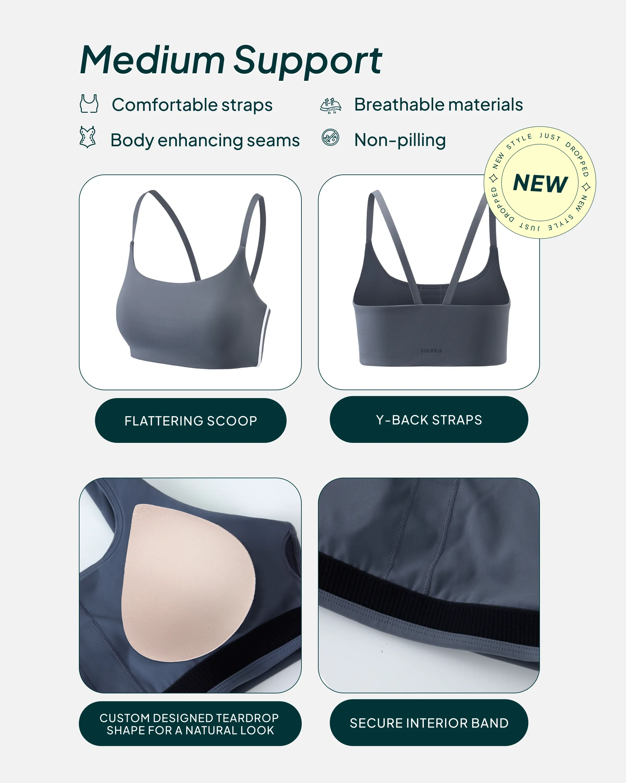 Athleisure Contrast Scoop Medium-Support Sports Bra