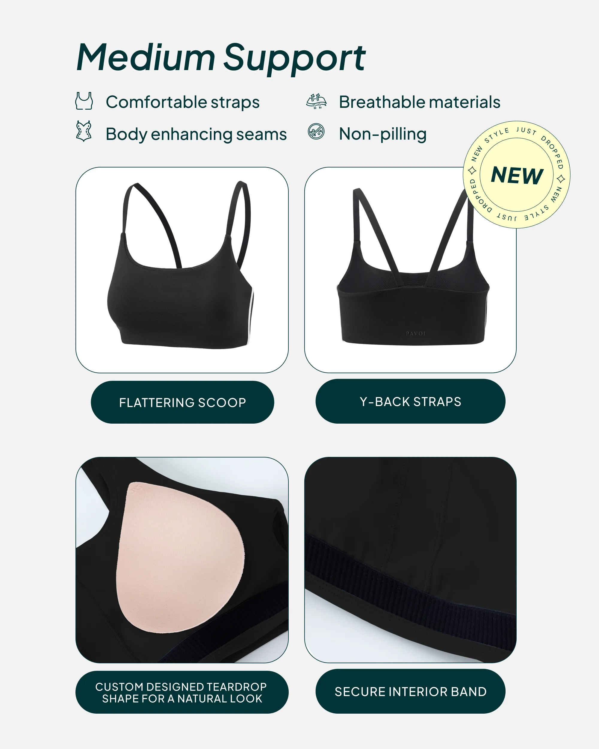 Athleisure Contrast Scoop Medium-Support Sports Bra