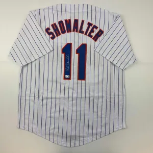 Autographed/Signed Buck Showalter New York Pinstripe Jersey Beckett BAS COA