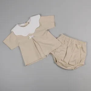 Baby Girls Beige Cotton Summer Outfit