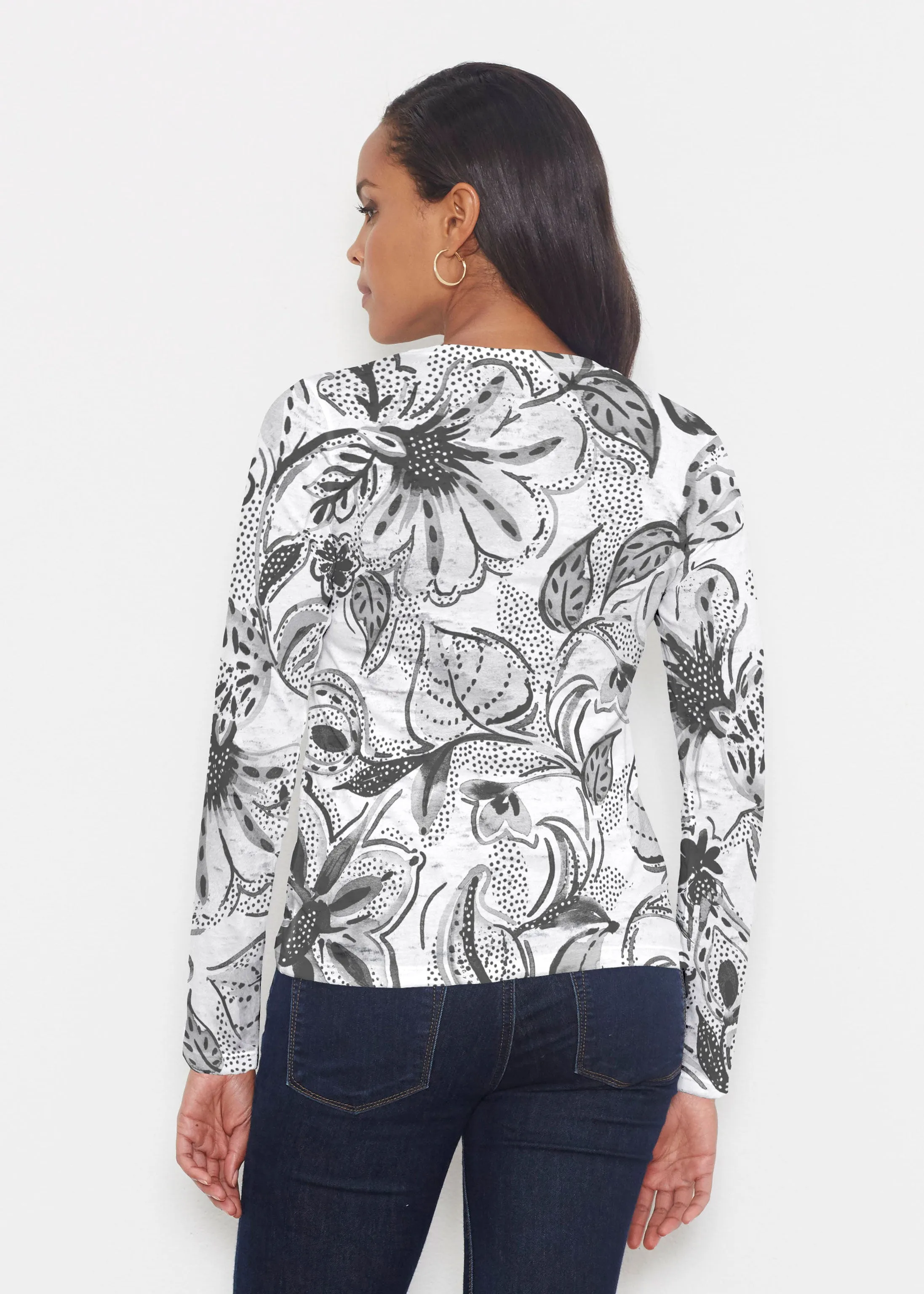 Baltic Watercolor Black (7697) ~ Signature Long Sleeve Crew Shirt