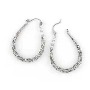 Basketweave Silver Hoop Earring