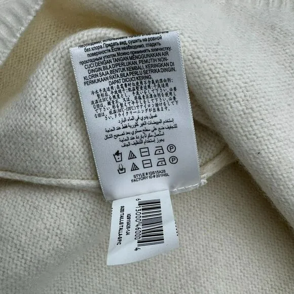 BCBG MAXAZRIA Women's Small Cream Merino Wool Sweater Turtle Neck Bell Sleeves