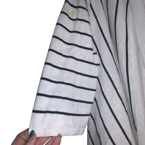 BCBGMAXAZRIA WOMEN'S‎ STRIPED CARDIWRAP  SWEATER NAVYSTRIPE  S BUTTON SLEEVE NWT