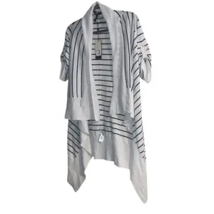 BCBGMAXAZRIA WOMEN'S‎ STRIPED CARDIWRAP  SWEATER NAVYSTRIPE  S BUTTON SLEEVE NWT