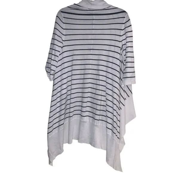 BCBGMAXAZRIA WOMEN'S‎ STRIPED CARDIWRAP  SWEATER NAVYSTRIPE  S BUTTON SLEEVE NWT