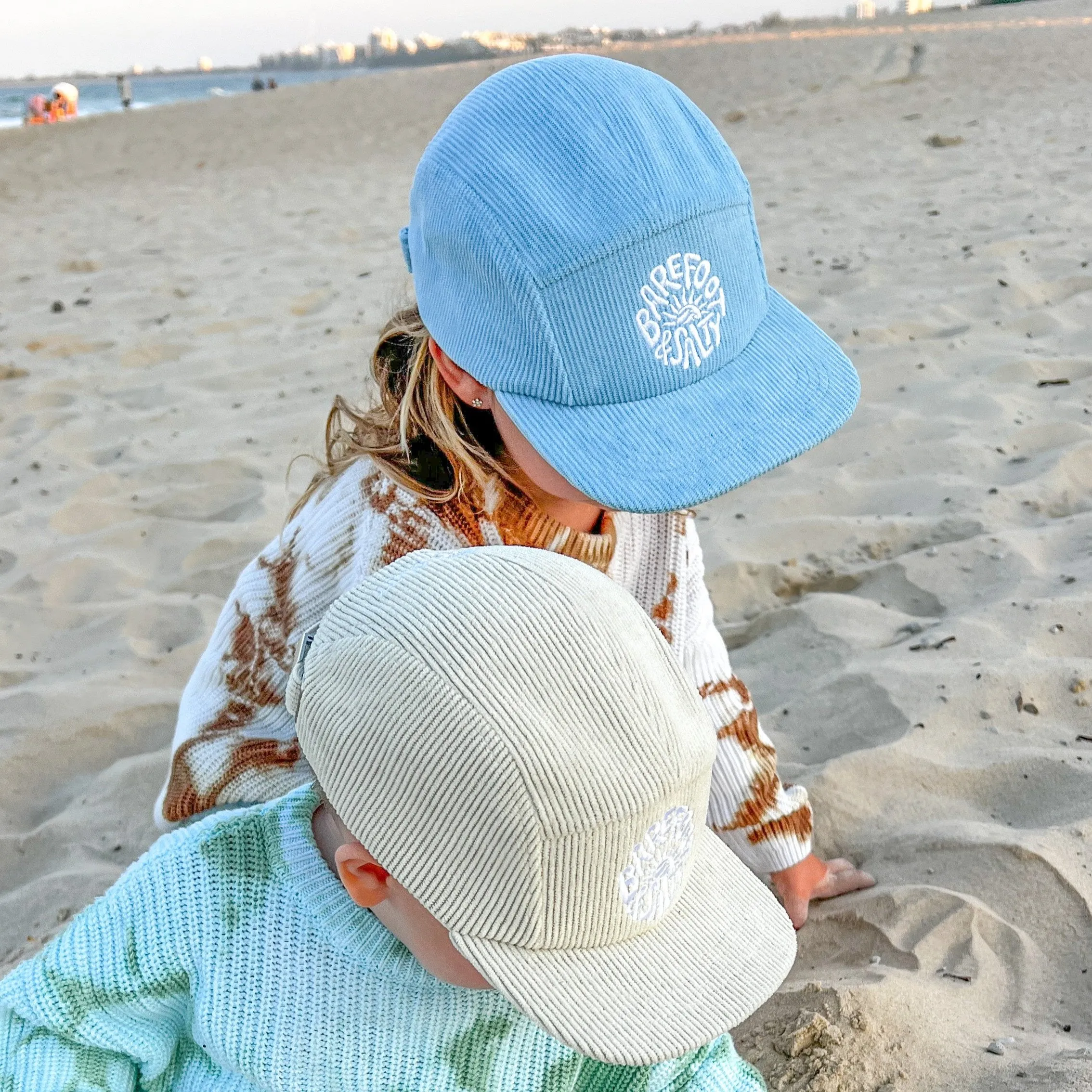 Bf&S corduroy 5 panel cap - blue/brown/cream