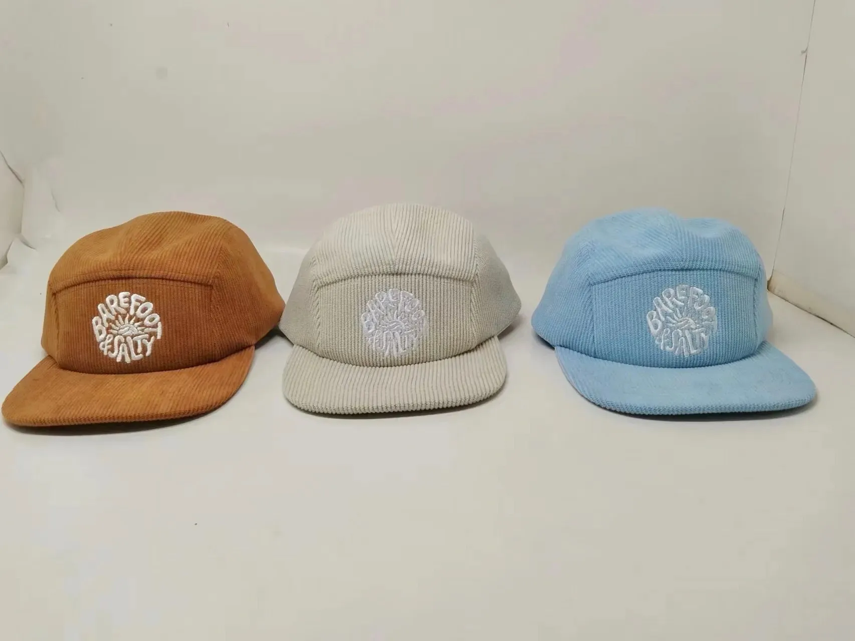 Bf&S corduroy 5 panel cap - blue/brown/cream