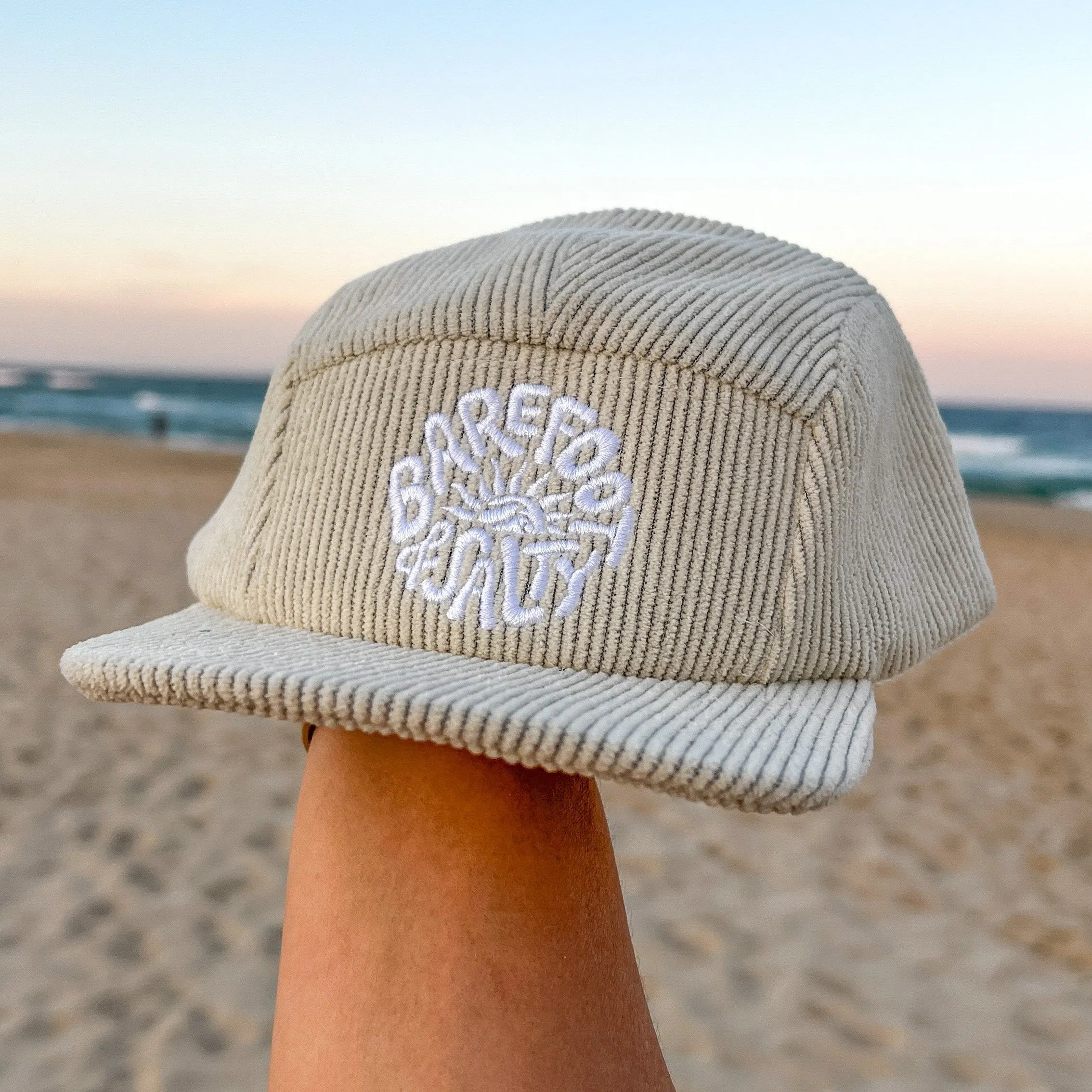 Bf&S corduroy 5 panel cap - blue/brown/cream