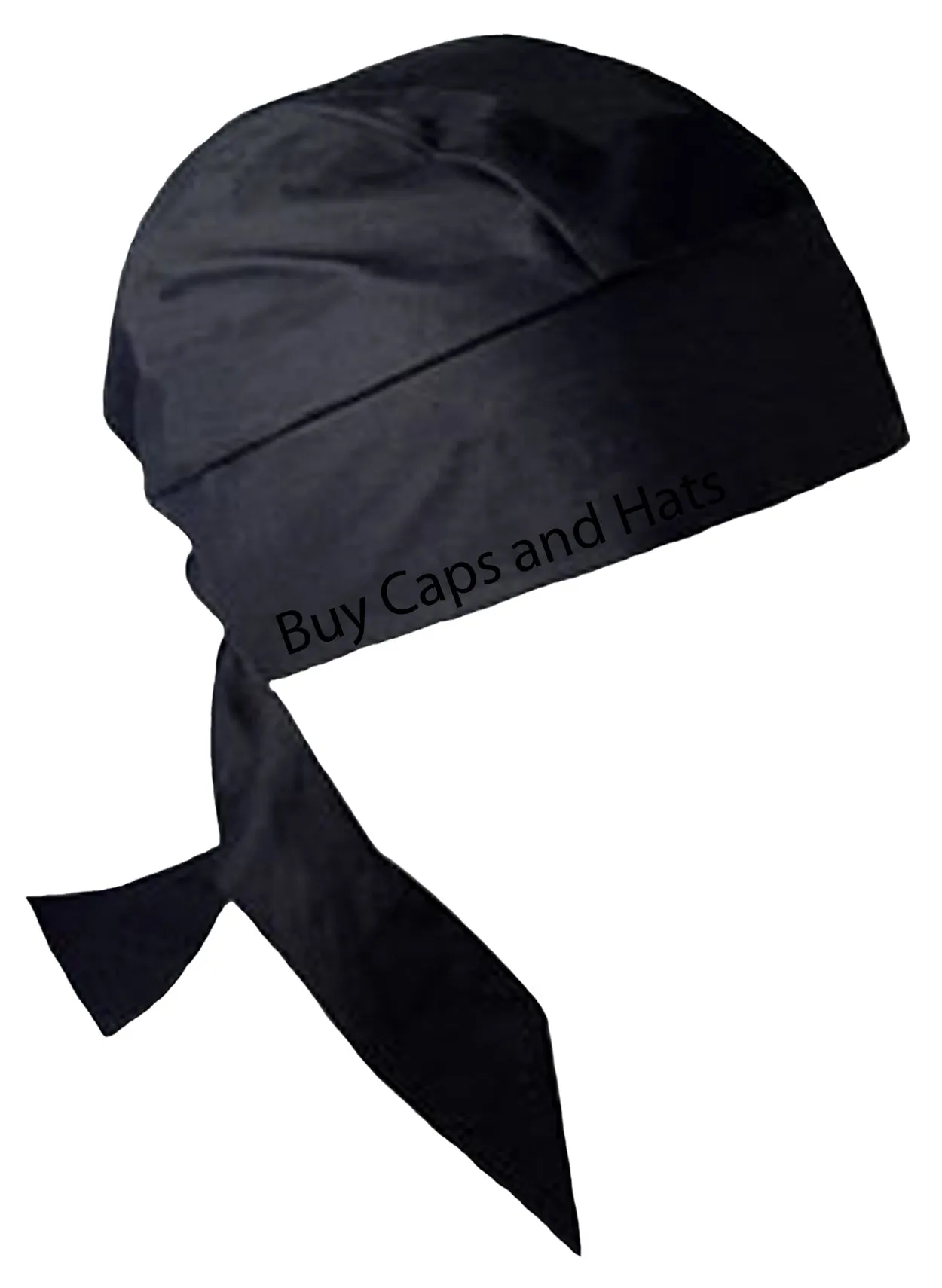Black Bandana DoRag with Sweatband Pirate Skull Cap Heavy Duty Thick Cotton Large/XL