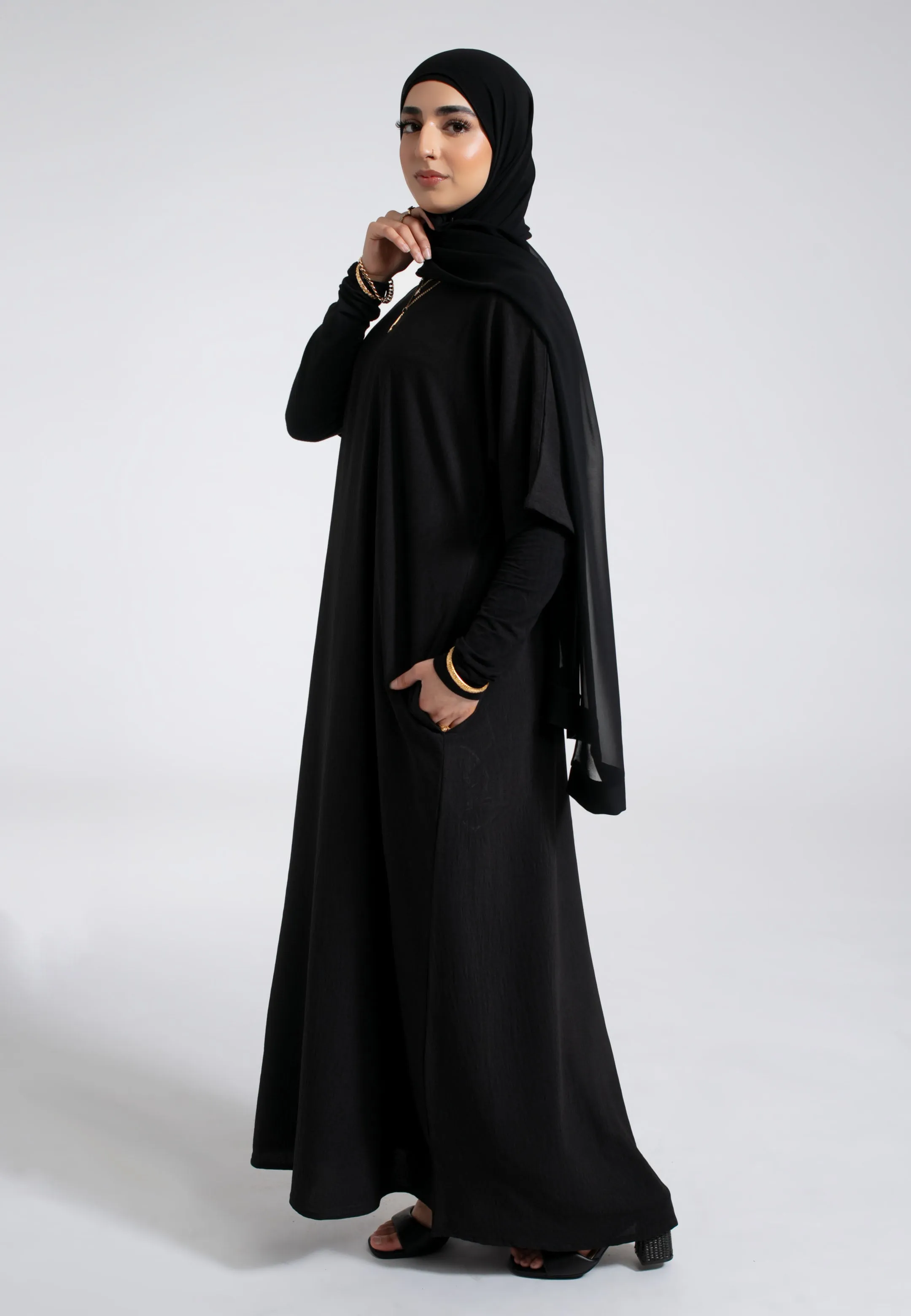 Black Inner Slip Dress With Pockets