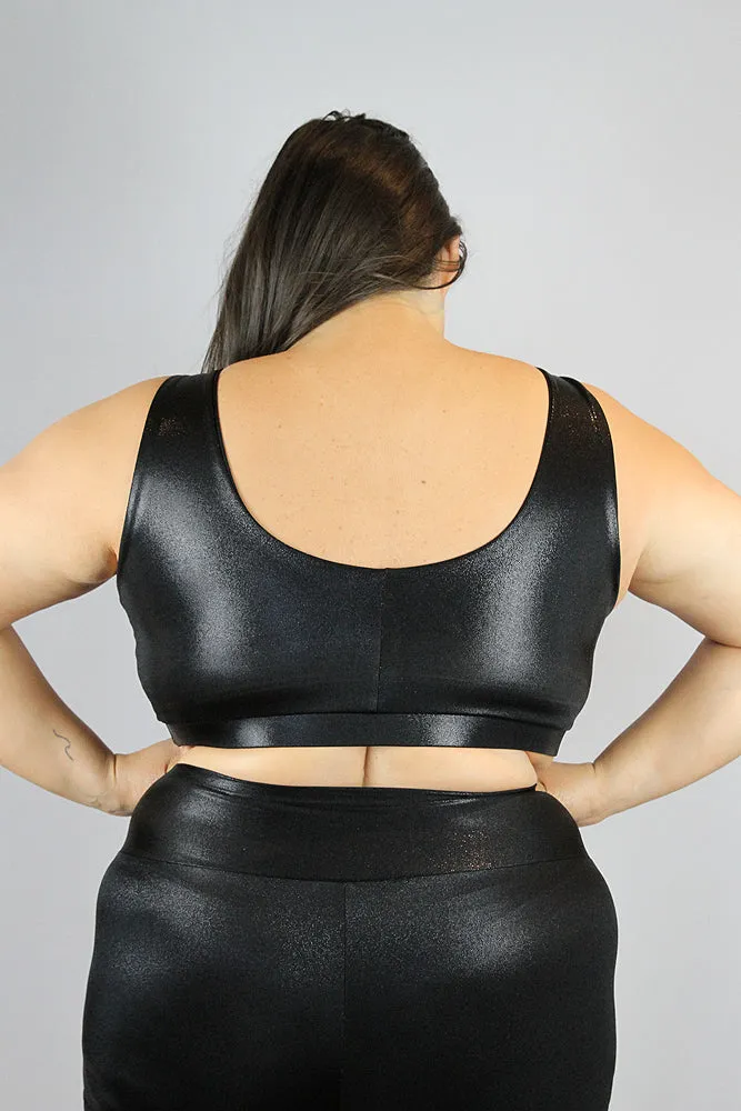 Black Sparkle Sweet Scoop Plus Size Sports Bra
