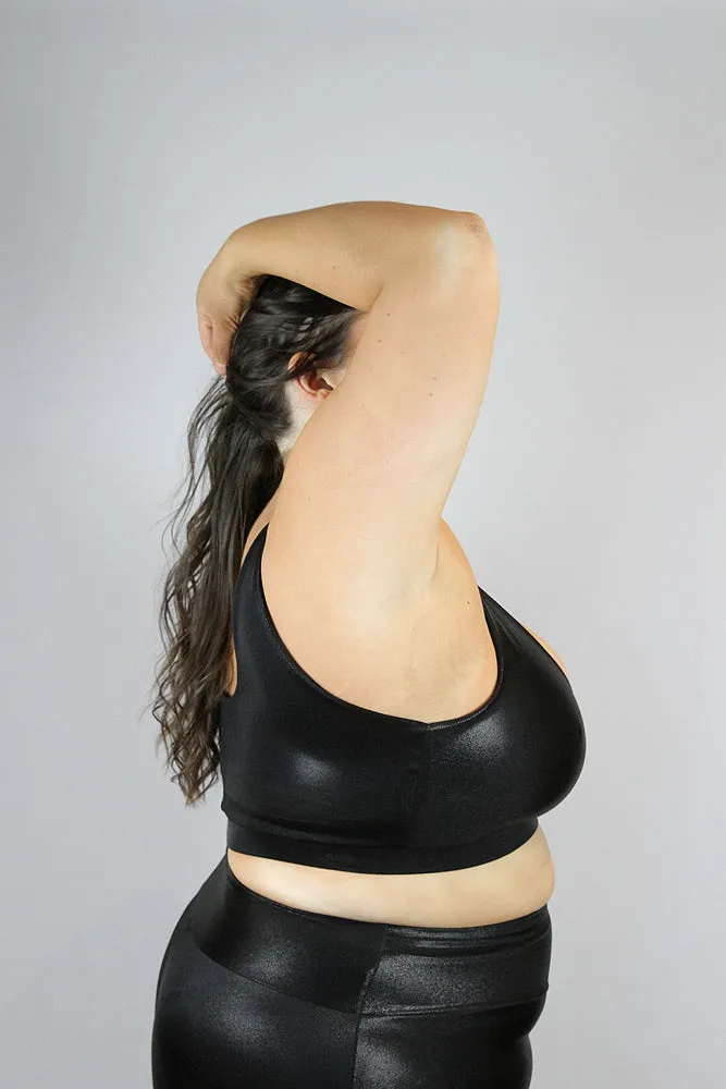 Black Sparkle Sweet Scoop Plus Size Sports Bra