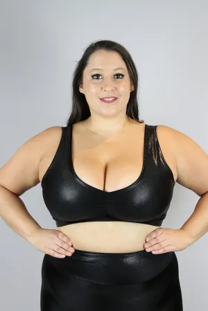 Black Sparkle Sweet Scoop Plus Size Sports Bra