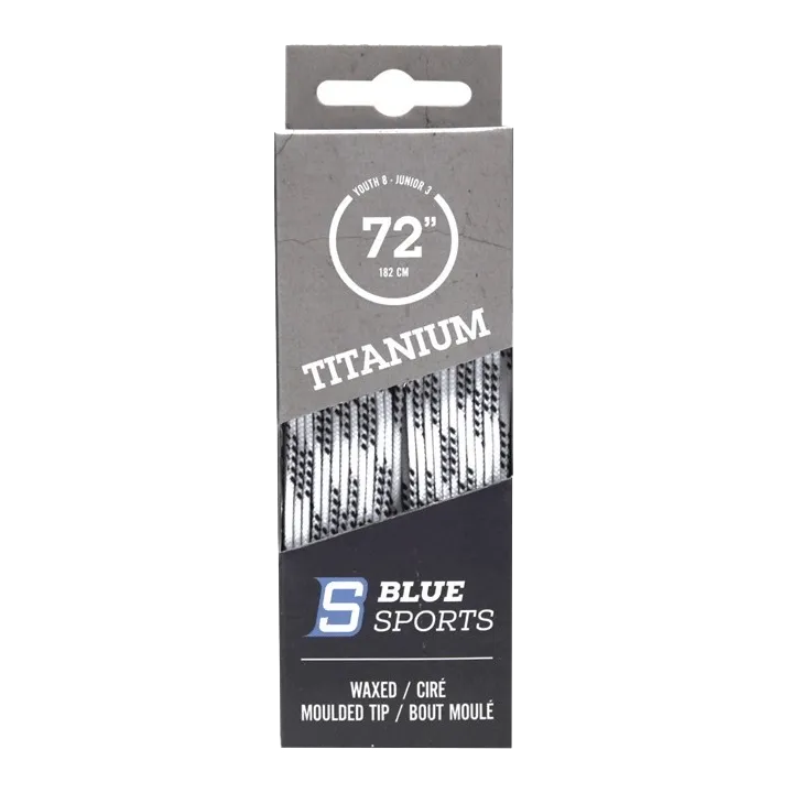 Blue Sports Titanium Waxed Hockey Skate Laces - White