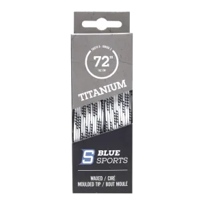 Blue Sports Titanium Waxed Hockey Skate Laces - White