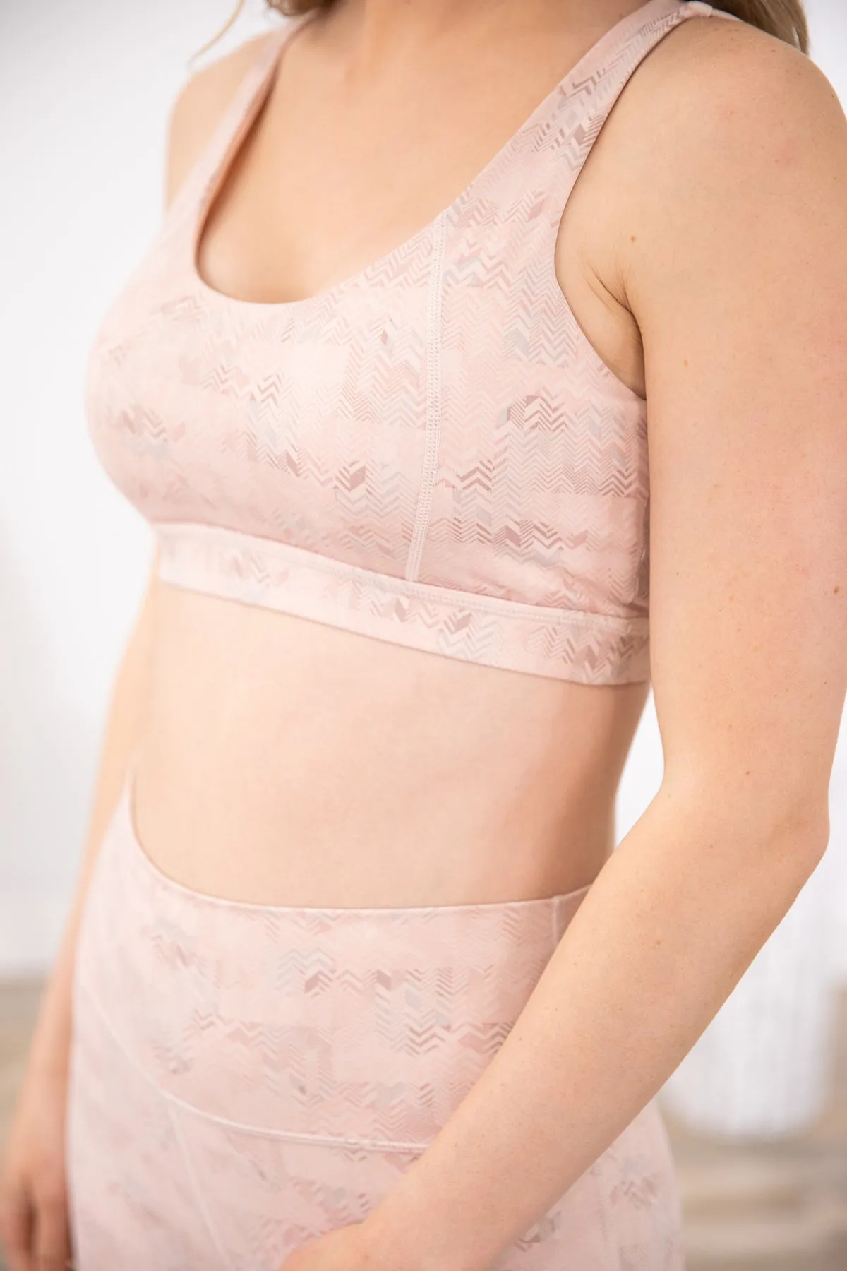 Blush Chevron Print Sports Bra
